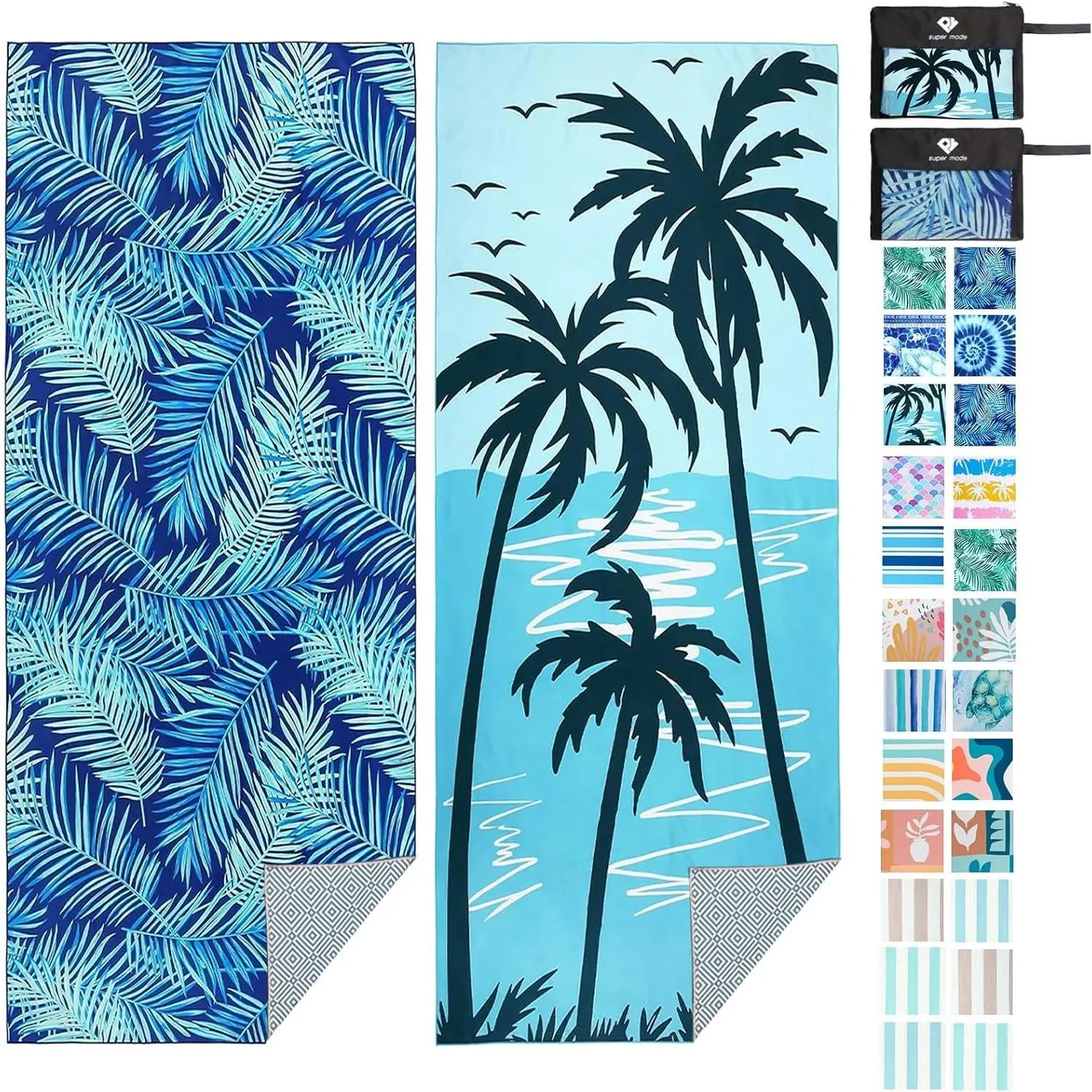 2 Pack Oversized Microfiber Pool Towel, 75'x 35', Sand-Free, Quick Drying, Super Absorbent