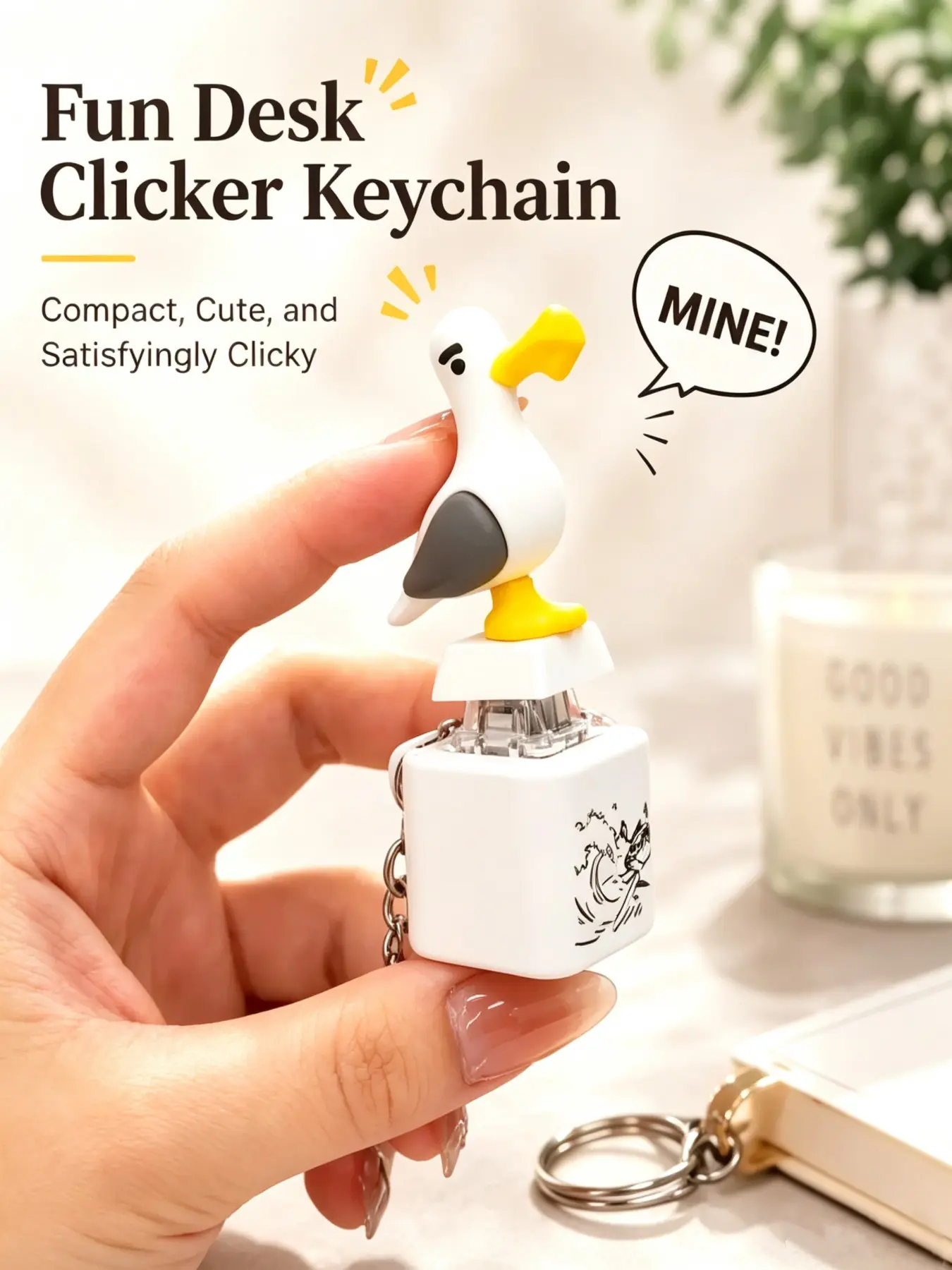 USB Rechargeable Keychain Stress Relief Toy with Lights & Sounds, New Rechargeable Seagull MINE Fidget Clicker Keychain ,Portable Fun Sensory Stimulation Tool, Anxiety Relief Accessory