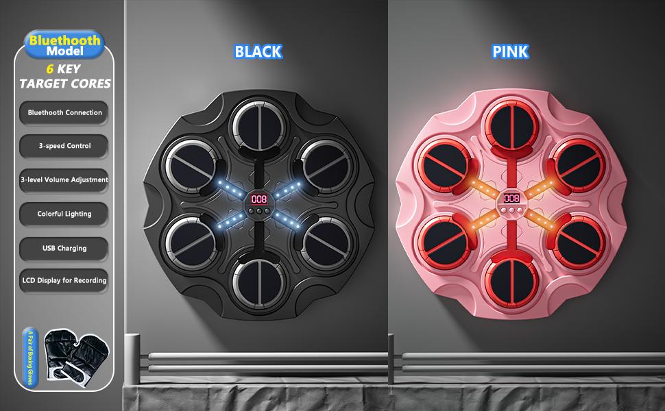Music Boxing Machine, Smart Bluetooth Boxing Trainer Machine with Gloves, Adjustable Speed Boxing Wall Mount Machine for Kids Adults, Boxing Workout Equipment Target for Home, Office, Gym