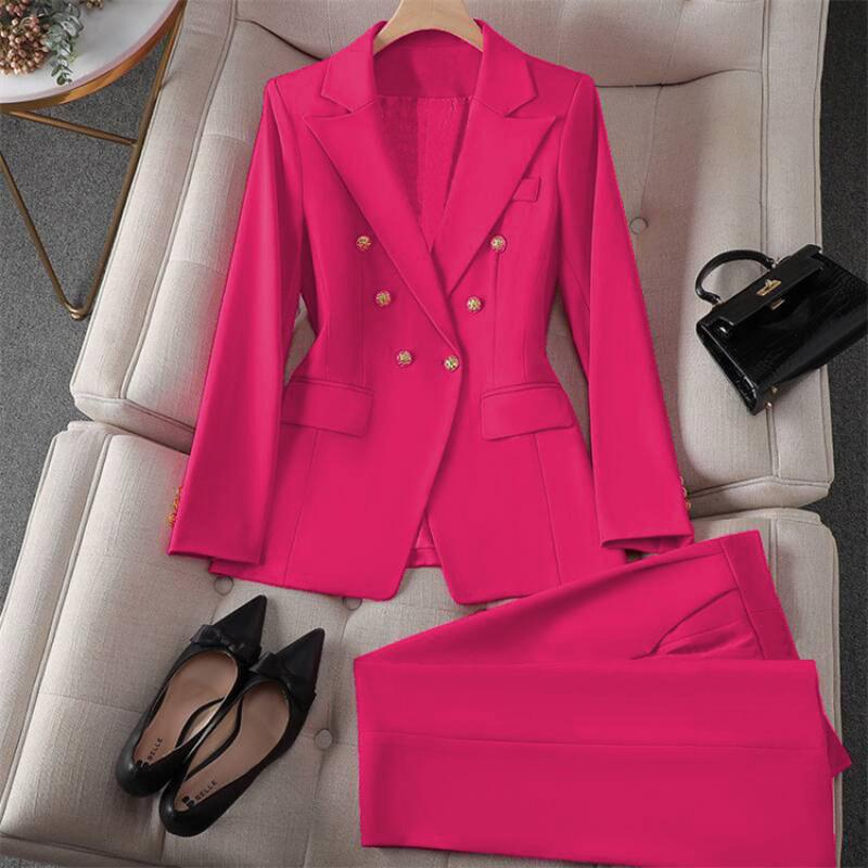Vintage Blazer Slim Fit Fashion 2025 Women Korean Style Casual Design Sense Top and Trousers Set233