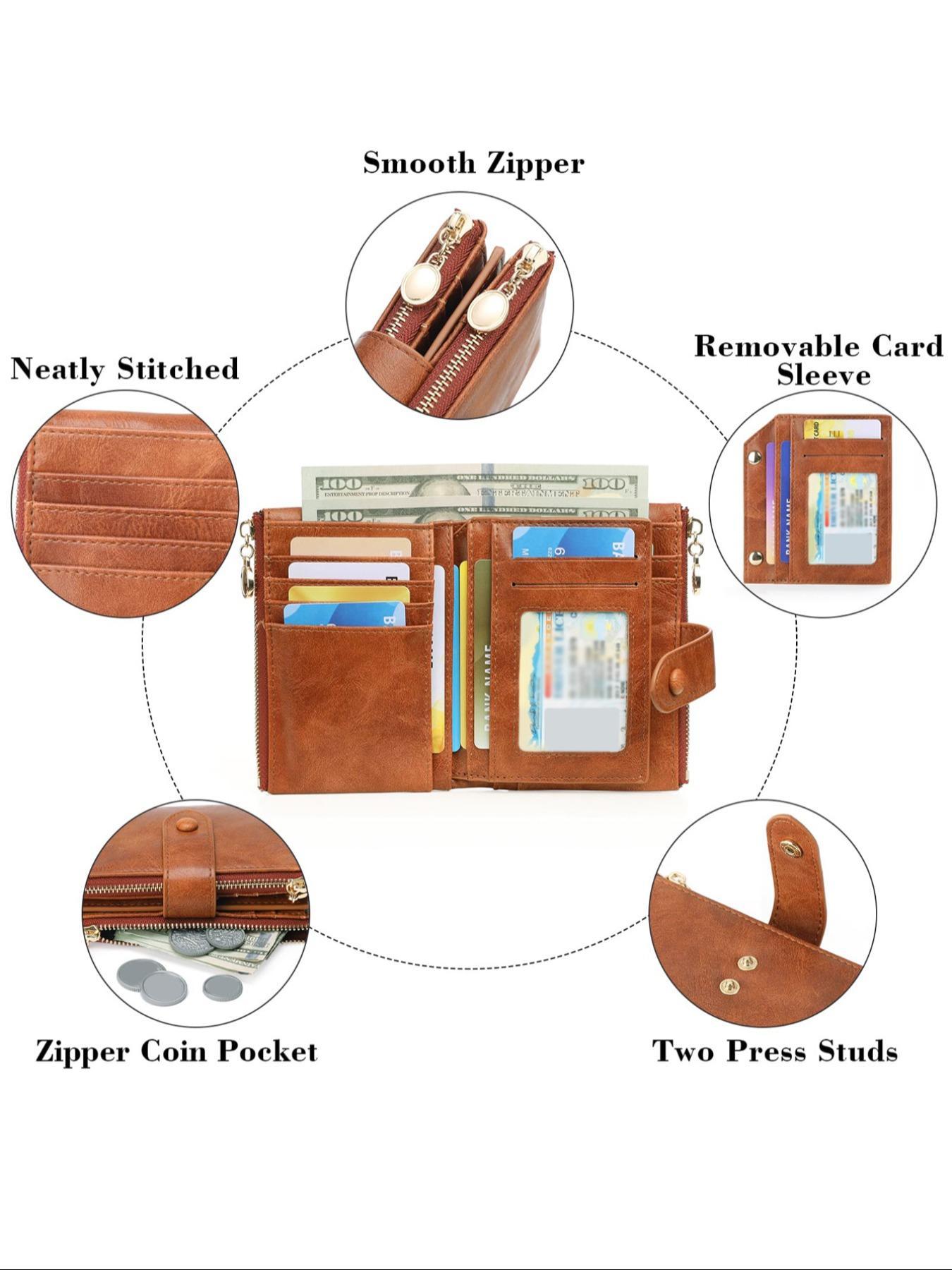 Women's Fashionable Plain Color Card Holder, Credit Card Holder, Casual Versatile Zipper Short Wallet, Trendy All-match Wallet for Daily Use