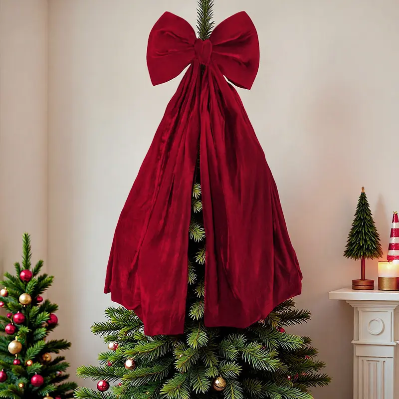 Multiple sizes available - burgundy velvet bow. A Christmas/New Year decoration for home setting. A door hanger for Christmas celebration parties.