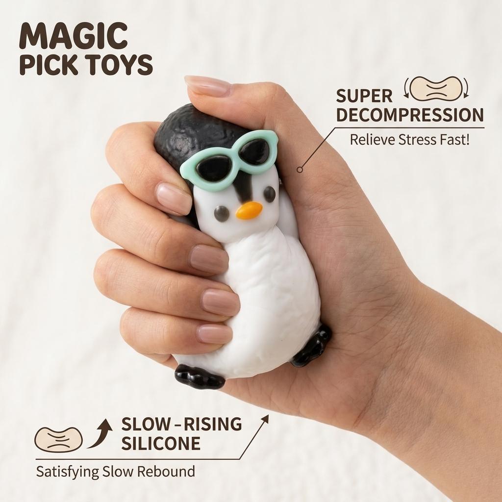 Final Sale | Chonky Belly Penguin Squishy - Food-Grade Silicone Slow-Rising Rebound Squishy Fidget Toys for Stress Relief - Soft Squeeze Toys with Thick Creamy Slime Texture, Handmade Non-Toxic Sensory Toys