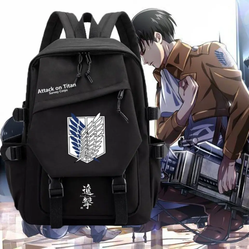 "Attack on Titan" Anime-Style Backpack – Captain Levi Design – Trendy Rucksack for Middle and Elementary School Students