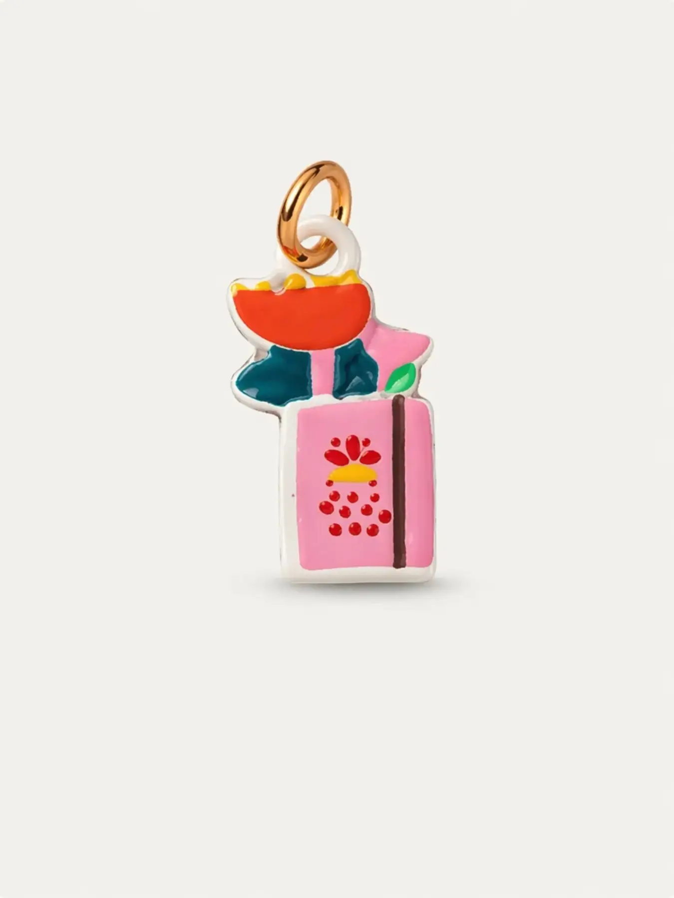 Enamel Floral Book Pendant, Boho Style, Cute Alloy Charm with Open Ring, Ideal for DIY Bracelet Making, Gift for Reading Lovers