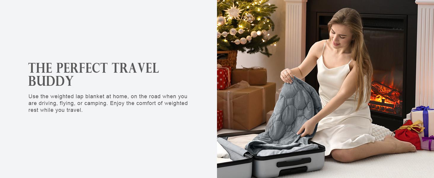 Weighted Lap Blanket 7lbs, Cozy Luxury Crystal Weighted Blanket for Adults, Small Weighted Blanket for Relaxation, Sleeping, Travel, Grey, 29" x 24" : Home & Kitchen