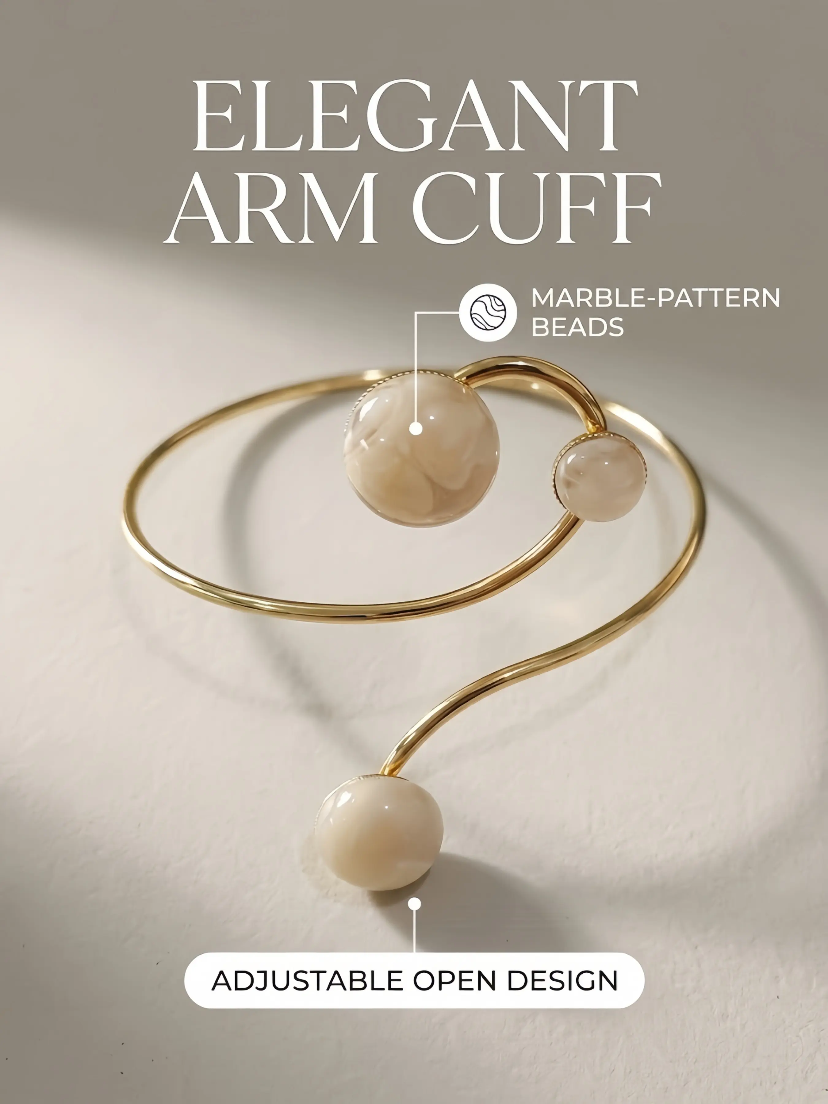 Fashion Bohemian Marble Swirl Upper Arm Cuff, Open Bracelet, Perfect Y2K Summer Jewelry, Festival Wear Accessory