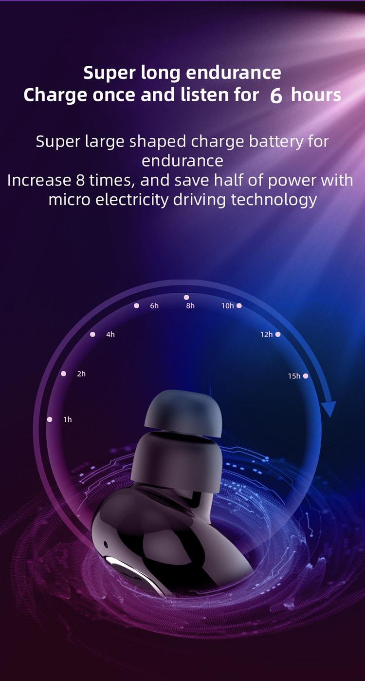 Mini Invisible Earphones Bluetooth 5.0 Wireless Headphones Hands Free Sports In-Ear Earbuds HiFi Music Gaming Headset with Mic