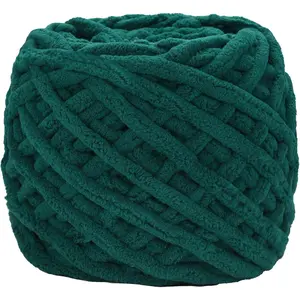 Plush Chenille Chunky Yarn for Crocheting 100g(54.6yd) - Bulky Thick Fluffy Yarn for Knitting- Soft Velvet for Baby, Blanket Knitting Blanket Yarns- Amigurumi Yarns (Dark Green)