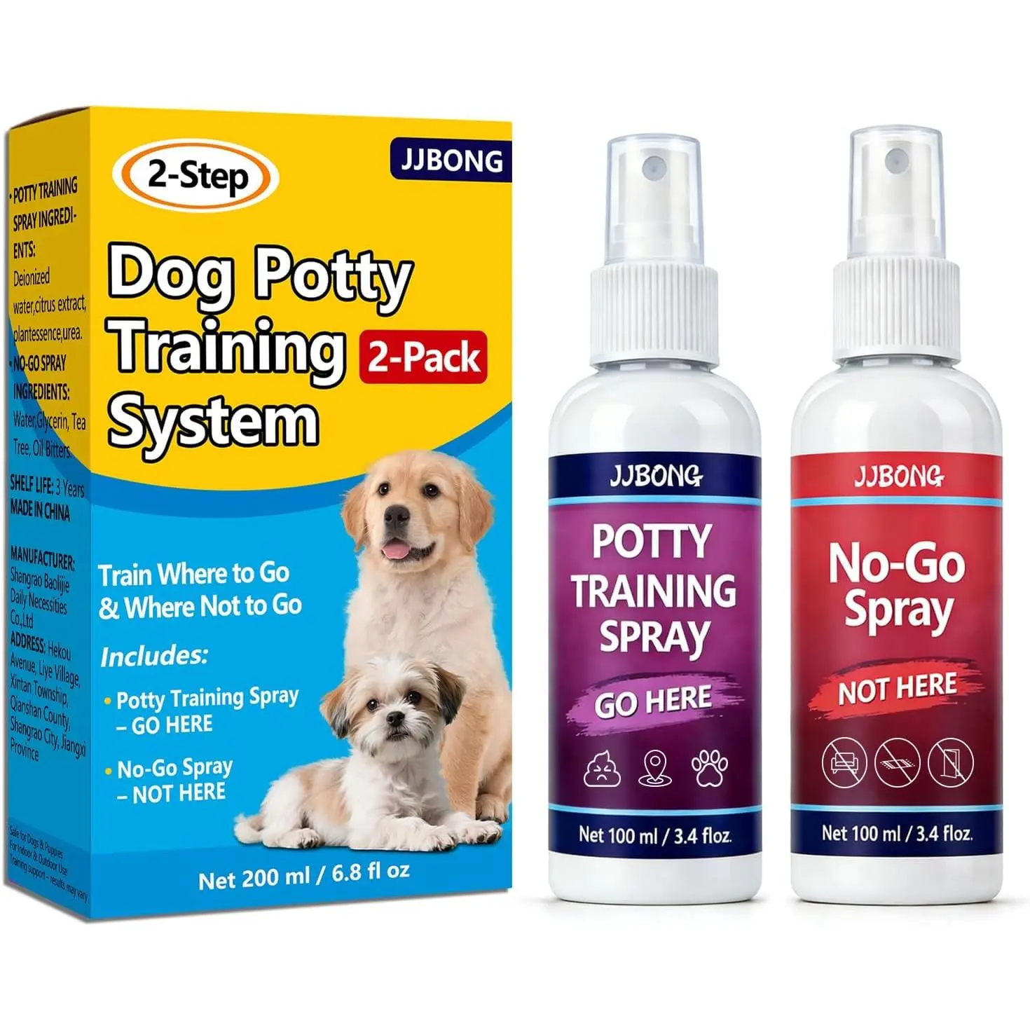 Potty Training Spray for Dogs, 2-Step Puppy Pee Training Spray Set, Go Here Attractant & Not Here Deterrent Spray, Helps Guide Dogs to Pee Pads, Grass & Outdoor Potty Areas, Indoor Outdoor, 6.8 Fl Oz.