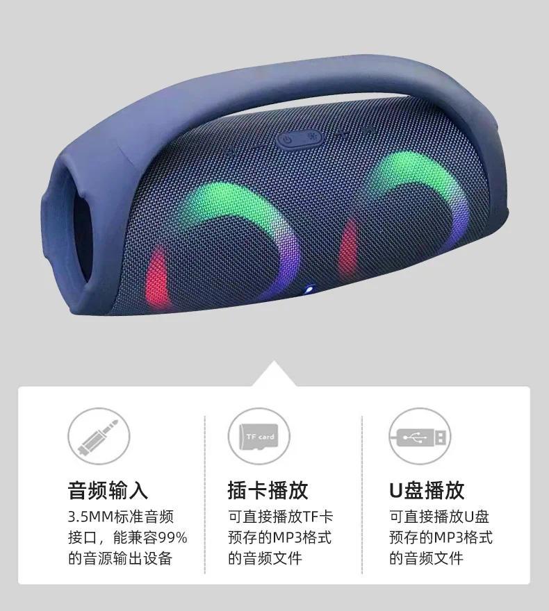 100W high power bluetooth speaker portable RGB colorful light waterproof wireless subwoofer 360 stereo surround TWS FM boombox