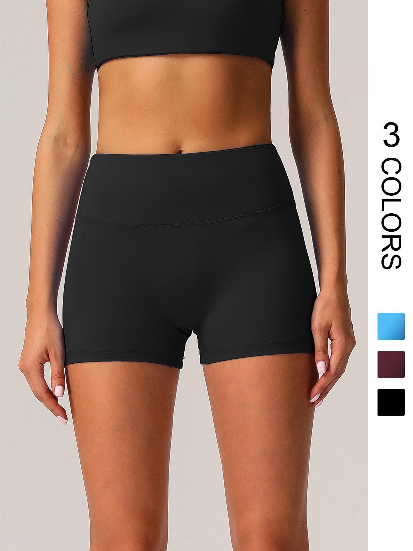 Women's Solid High Waist Gym Shorts, Elastic Waist Shorts, Casual Comfy Breathable Quick Drying Skinny Shorts for Yoga Gym Workout Running, Ladies Sportswear for All Seasons