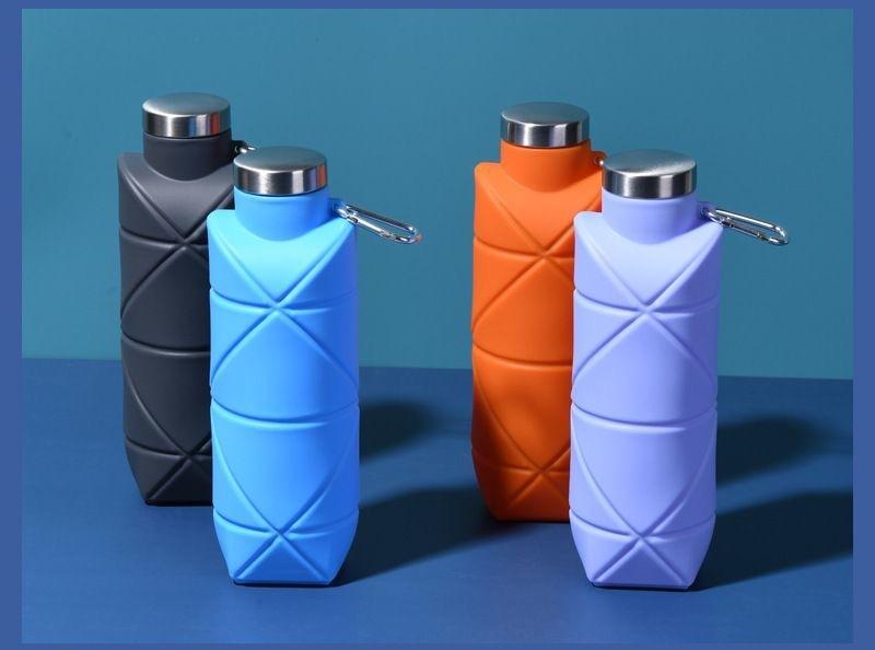 Platinum Silicone Diamond Foldable Cup 700ml Portable Water Bottle for Outdoor Sports