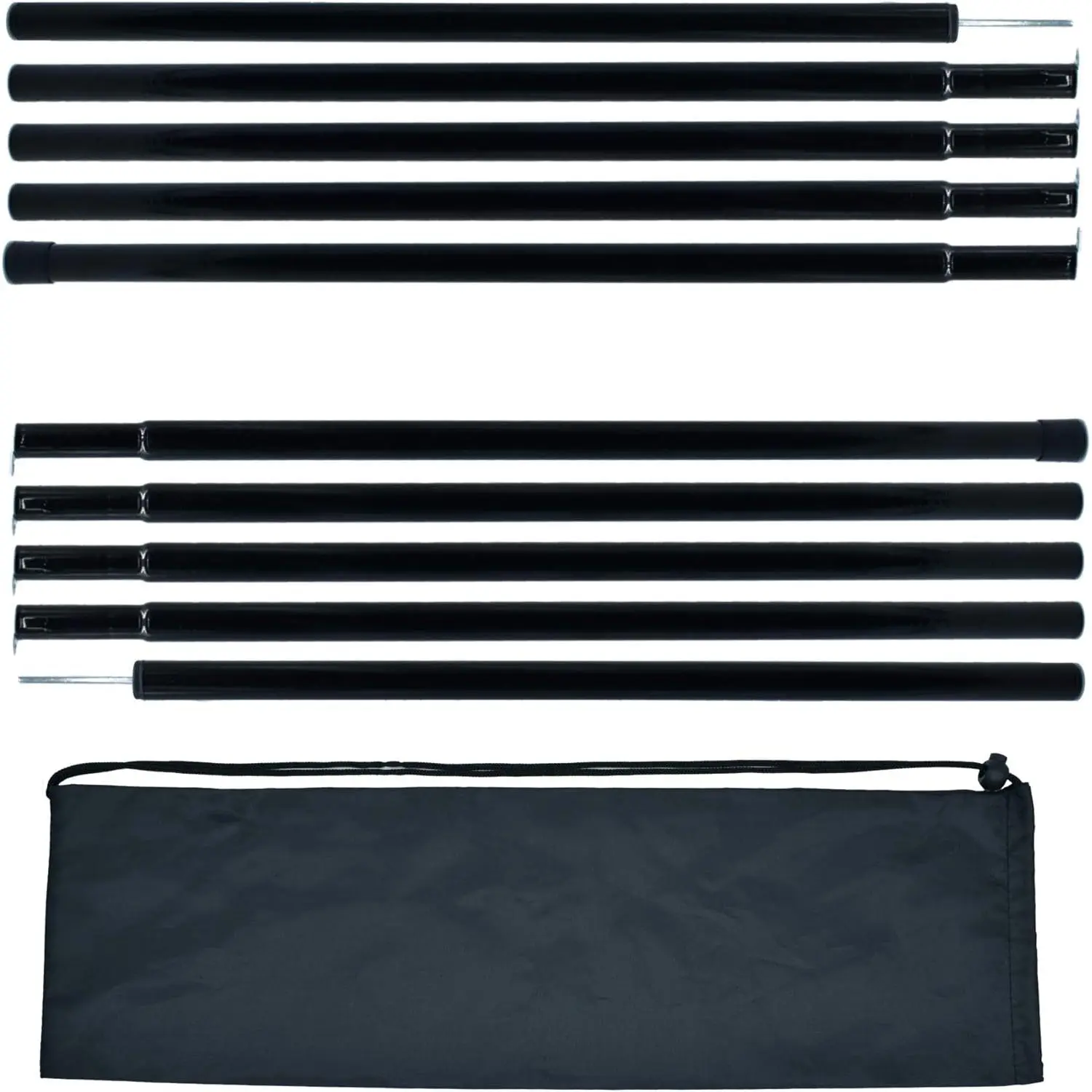 Adjustable 2PCS Black Durable Steel Tent Poles Replacement Set, Tent Support Poles for Tarp Canopy Outdoor Camping