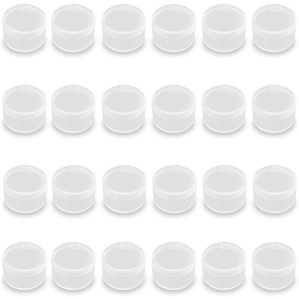 24 Pack Small Round Plastic Containers (0.55 x H0.35 Inch), Super Mini Beads Storage Containers Box for Beads, Buttons, Small  Findings -0.034 oz