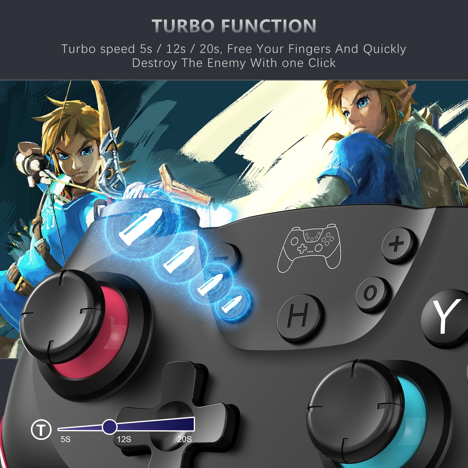Controller   Pro Controller Compatible with / 2/Lite/OLED Programmable Remote Gamepad Joystick with Wake-up and Turbo(Upgraded Version)
