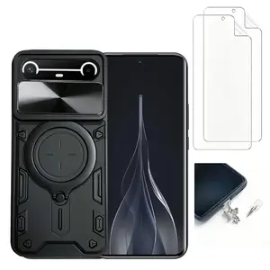 Tecno Pova Slim Phone Case with 2 Hydrogel Screen Protectors, Anti-Scratch High Clarity, Full Protection Magnetic Case, Butterfly Dust Plug