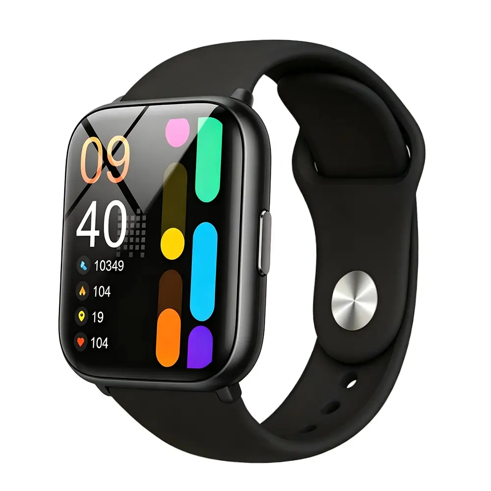 Smart Watch Pro, 2.01-Inch IPS Touchscreen, Bluetooth-compatible 5.0, 24H Health Monitor (Heart Rate/Oxygen/Temperature/Sleep), 100+ Sports Modes, 15-Day Battery, Wireless Charging, iOS & Android Compatible