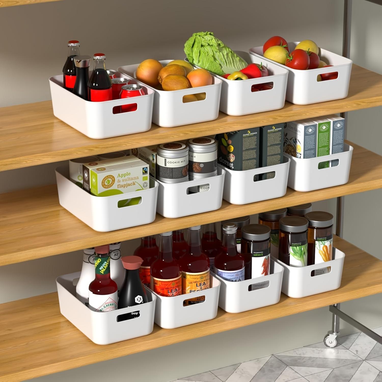 12-pack Plastic Storage Boxes, Multi-purpose White Storage Boxes, Suitable for Cabinets, Pantry, Drawers, Wardrobes, Countertops Or Shelves