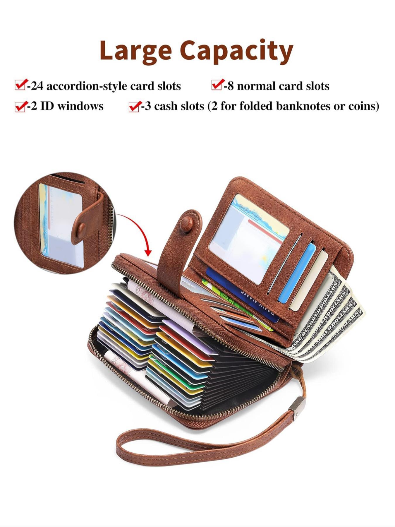 Women's Plain Zipper Short Wallet, 2025 New Style Rfid Protection Multi Card Slot Card Holder, Casual Trendy Versatile Daily Money Saving Wallets for Women As Gift, Purse for Women, Fall Outfits, Earthtone Fall Freshness