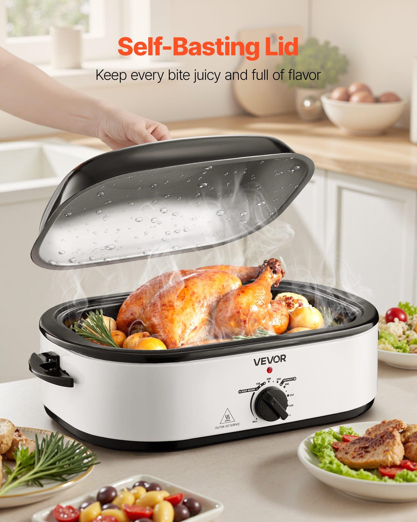 VEVOR Roaster Oven, 18QT Electric Roaster Oven, 150-450 ℉   Adjustable Temperature Electric Roasting Pan, Multifunctional Electric Roasters Oven with Self-Basting Lid, Removable Pan and Rack for Holiday