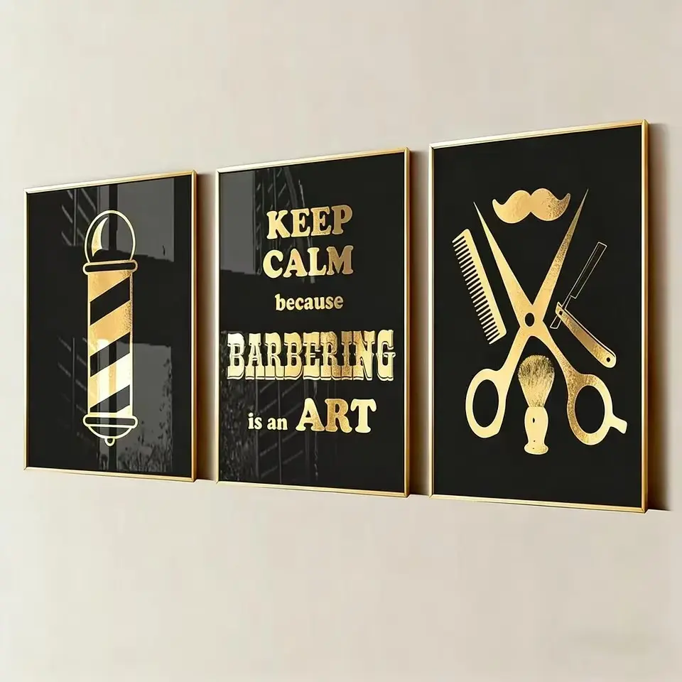 3pcs Barber Shop Decoration Beauty Hairdressing Art Hairdressing Posters Beauty Care Hairdressers Gift Stylists Frameless Canvas Decorative Paintings Home Wall Decor