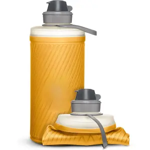 Foldable backpack water bottle, ultra-lightweight, leak-proof with rotating cap
