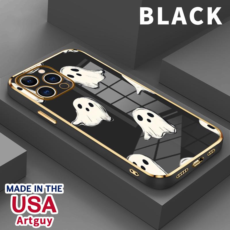 Ghostly Pattern Pattern Phone Case for iPhone 16 15 14 Pro Max 13 12 11 XR XS Plus Electroplated Four-corner Shockproof Non Slip Military-Grade Protection Silicone Cover