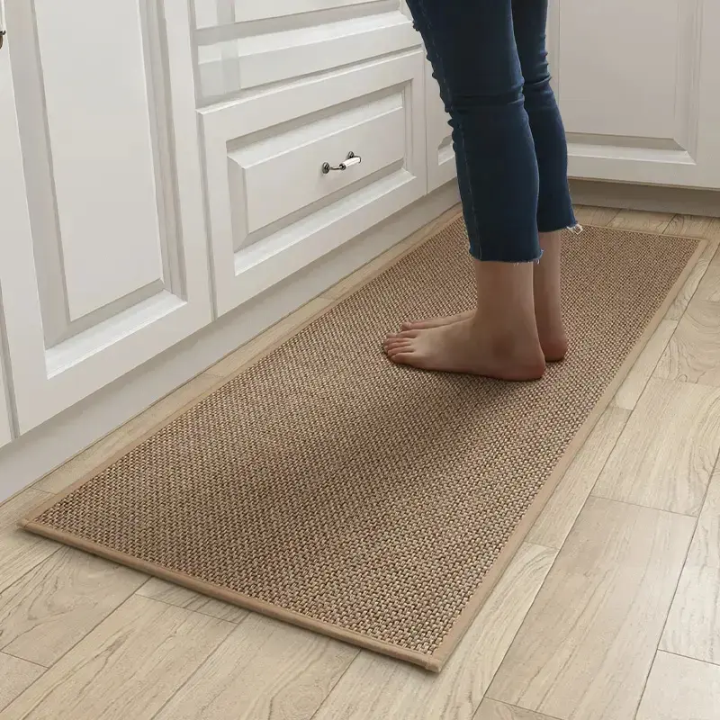 Washable Non-Slip Farmhouse Kitchen Rugs, Rug Sets,Faux Sisal Runner Set, Faux Woven Kitchen Mats for Home, Dormitory, Bathroom & Hotel, Indoor Floor Decor Rugs, Machine Washable #       GLOBAL PICKS