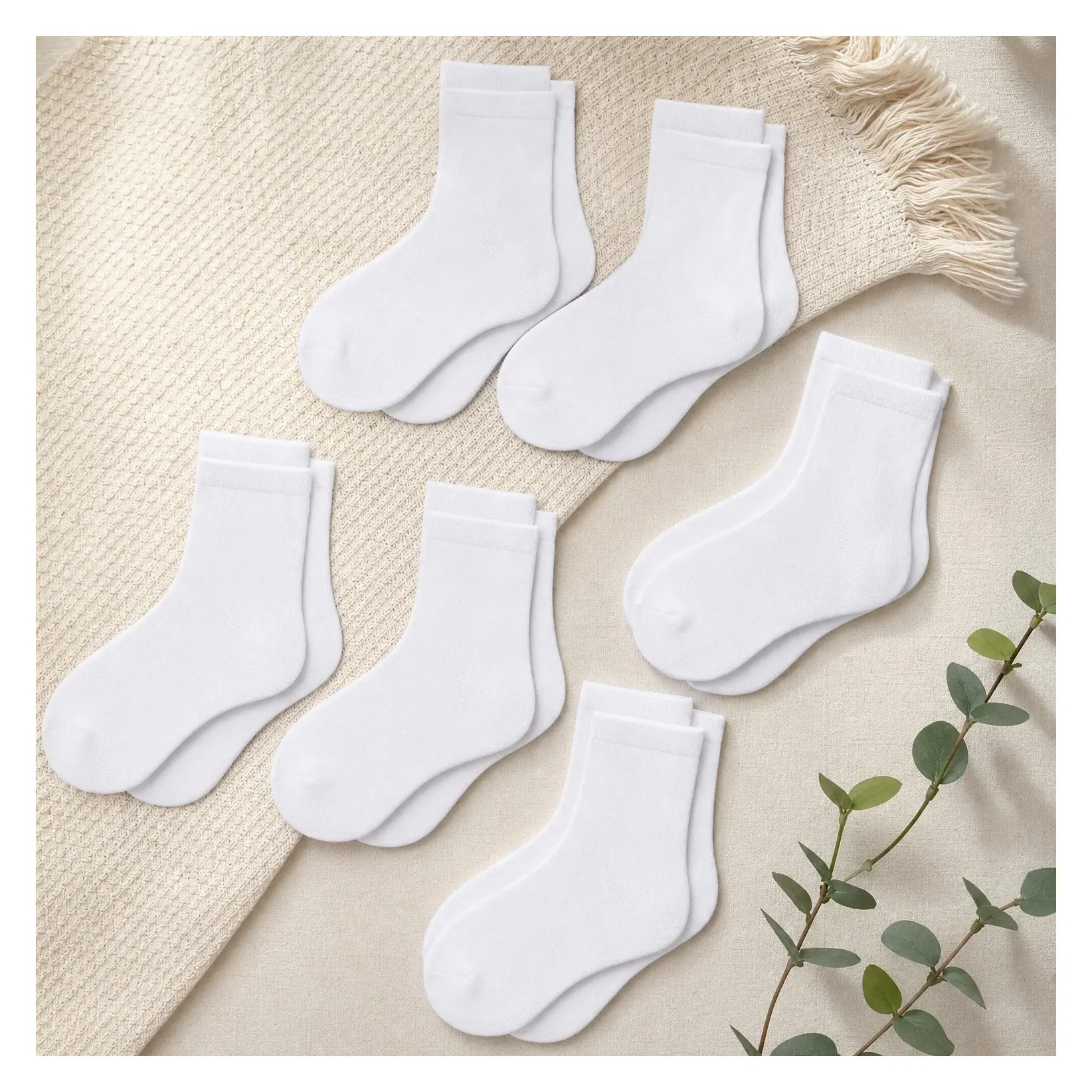 6 Pack Girls' School Uniform Crew Socks - Soft Cotton, Seamless Toe, AthleticGift