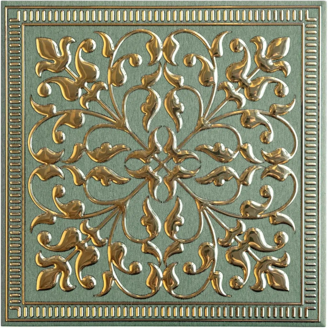 Peel and Stick Metal Backsplash Tiles, Rustic Farmhouse, 10-Pack | 8 x 8 in tile size; Covers up to 4.44 sq ft; Aluminum; Water-resistant surface; For kitchens, ceilings, DIY projects