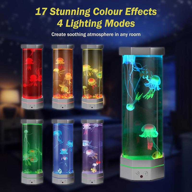 Jellyfish Aquarium Lamp  Fish Jelly Fish Tank Aquarium Lava Lamp Night Light Room Decor,7 Jellyfish&Clownfish,Adult  Home Office Room Desk Light