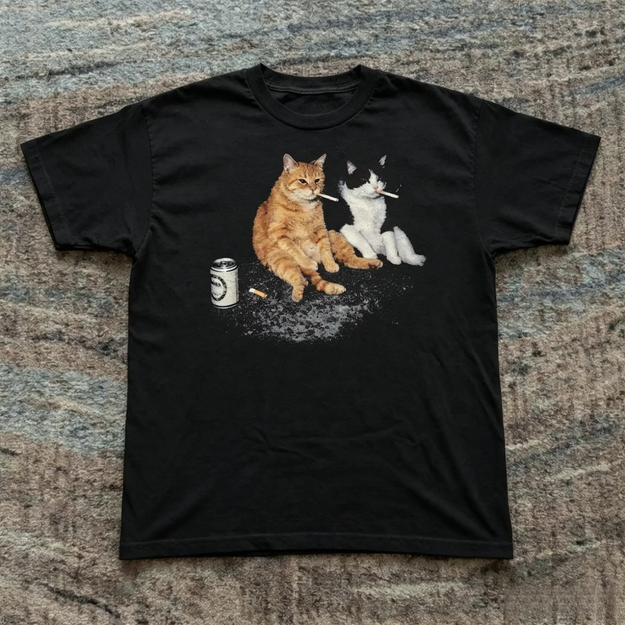 Vintage Cat T Shirt For Women Men Funny Cat Graphic Tee Oversized Y2K Aesthetic Streetwear Top Retro Casual Summer Tops