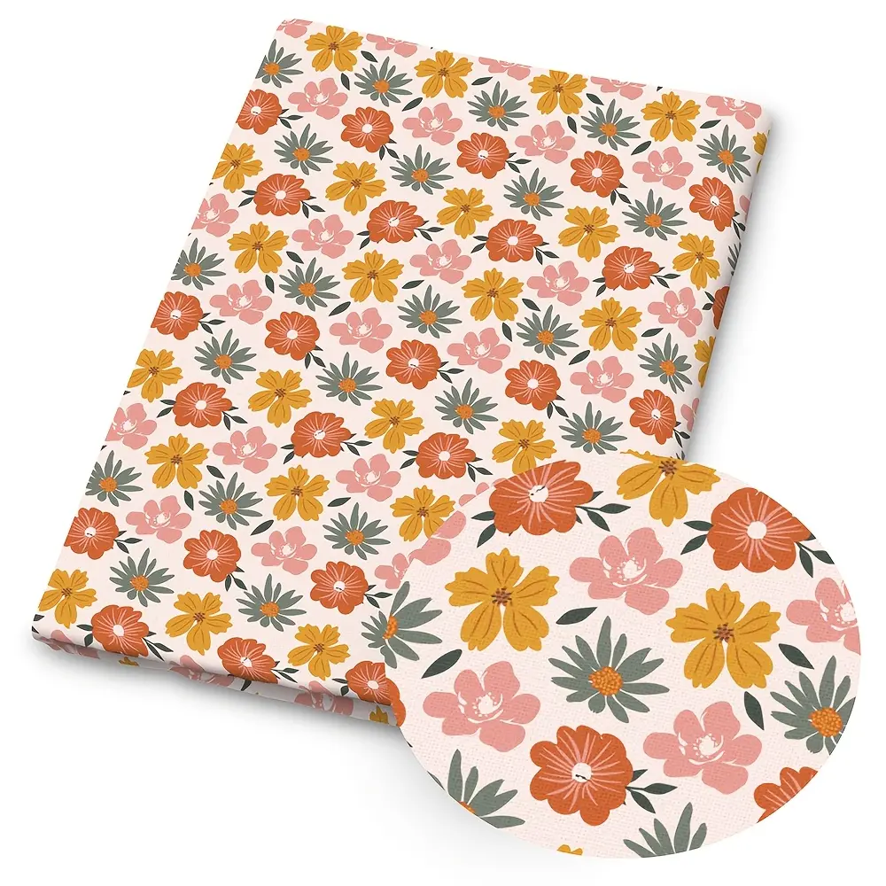 1pc Retro Boho Floral Print Fabric - 59 X 19.68 Inches (150 X 50 Cm) Pre-Cut Polyester Fabric with Bohemian Floral Pattern and Boho Wildflower Daisy Patterns - Suitable for Sewing, Scrapbooking, Tablecloths And Crafts