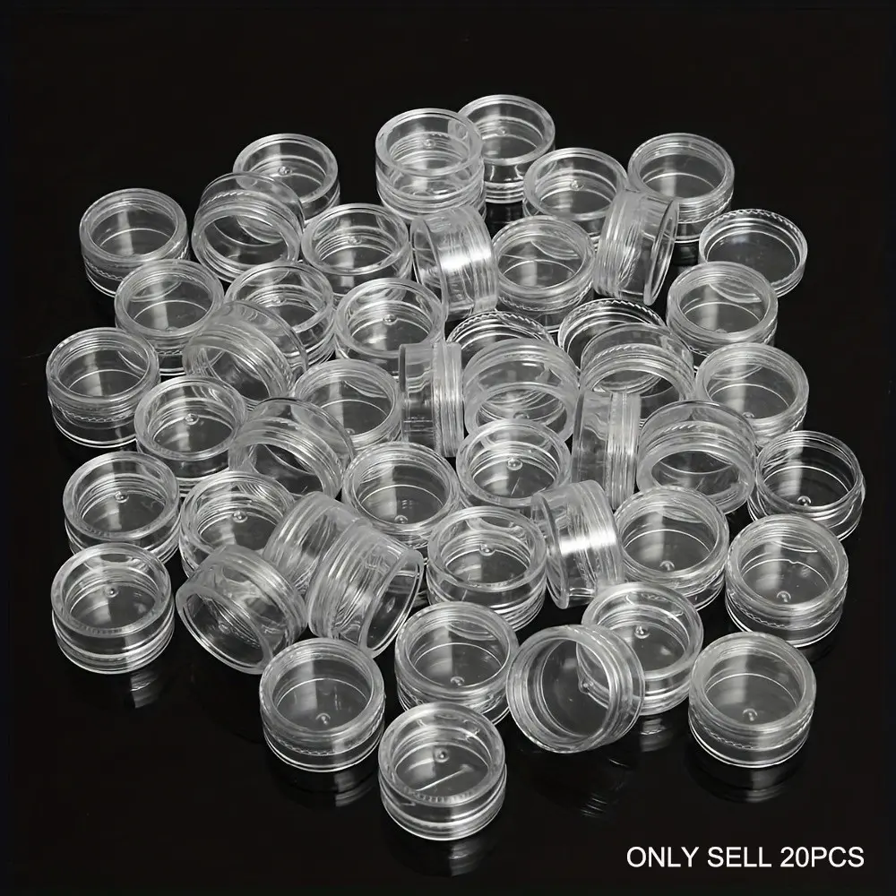 20pcs 5g Transparent Plastic Cosmetic Dispenser Jars, Round Bottom Eye Shadow Cream Sample Bottles, Travel Essentials, Clear Storage Jar, Plastic Storage Containers