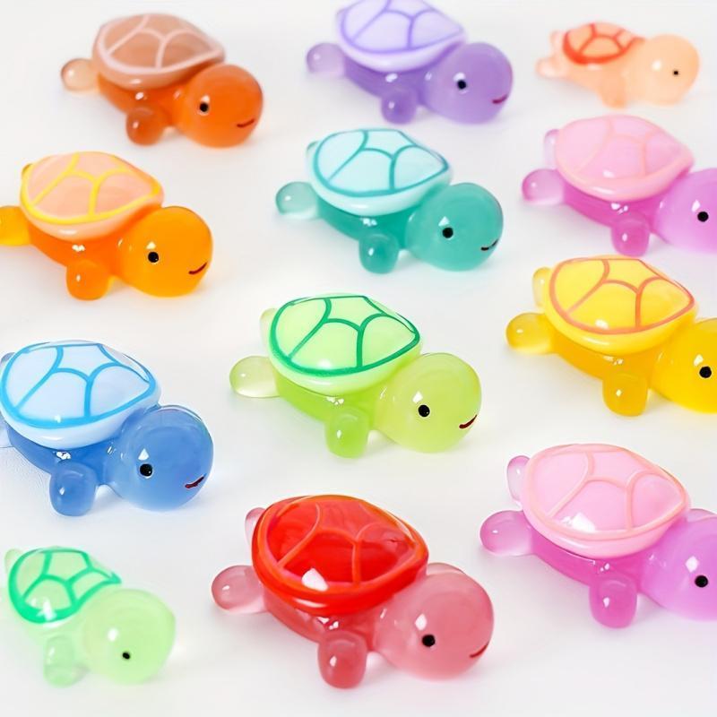 30pcs/16pcs Toddler-Safe Mini Resin Turtle Figurine Set, Night Light Feature, Non-Electric, Featherless Design, Party Favors & Decorations, Home Decor Ornament