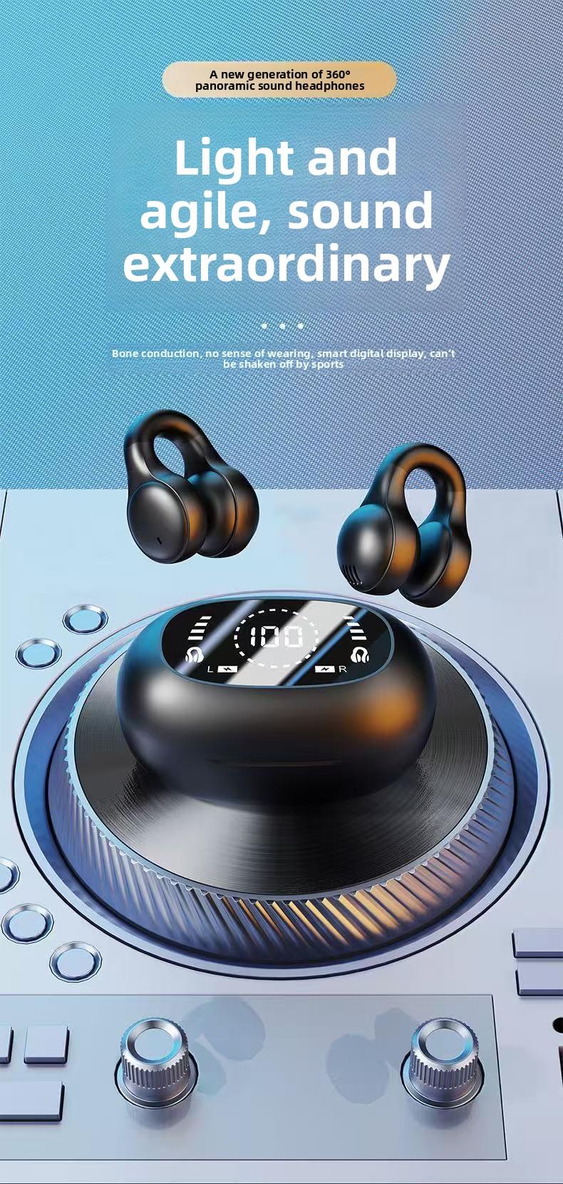 2026 New Berlin Sound Bluetooth Headphones with Ultra-Long Battery Life, Large Power, Bone Conduction, Non-In-Ear, Sports Ear Clip Stereo Bluetooth Headphones