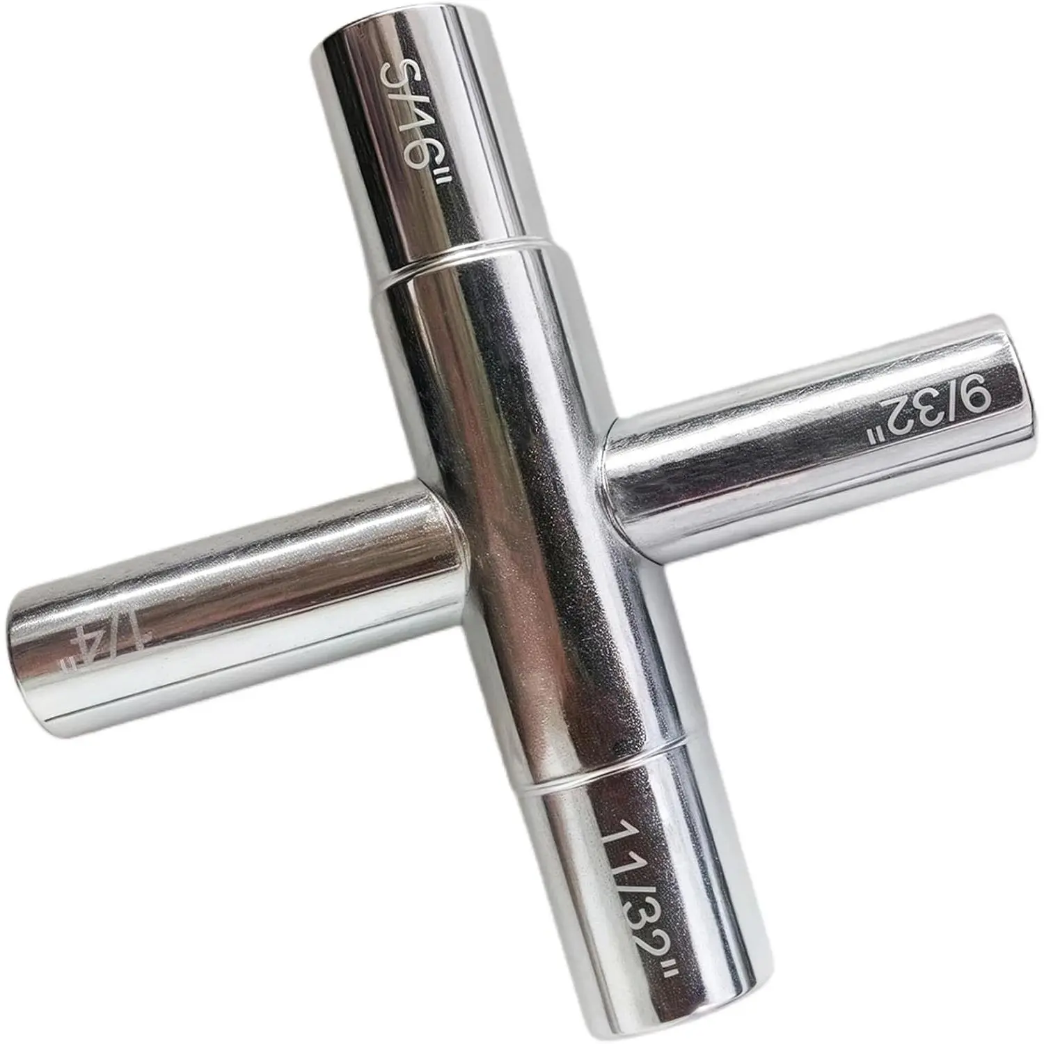 4 Way Sillcock Key, 1/4", 5/16", 9/32", 11/32" - Faucet Wrench, Fire Hydrant Wrench for Water Meter Tool, for Stopcock, Water Spigots, Wall-hydrant, Control Cabinet and Valves, 1 Pack