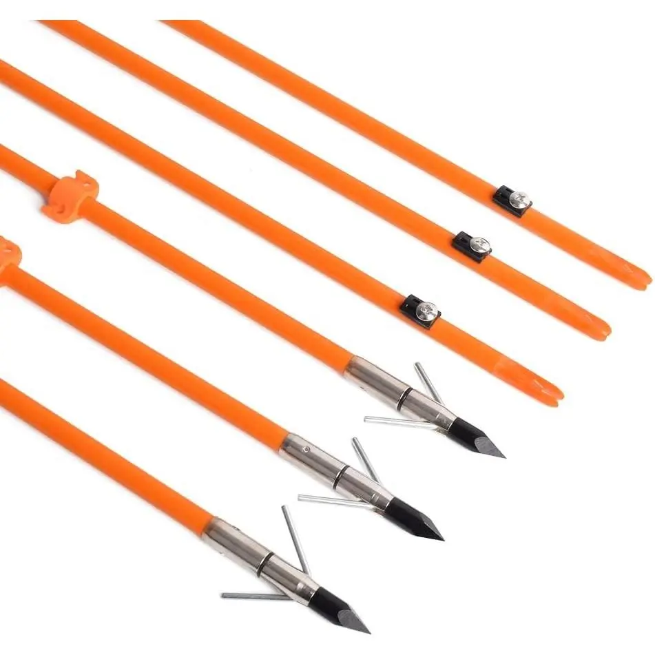 34 in Bowfishing Arrows, Fiberglass Solid Arrows with Fish Hunting Broadheads, Versatile Set Packs for Outdoor Fishing Activities