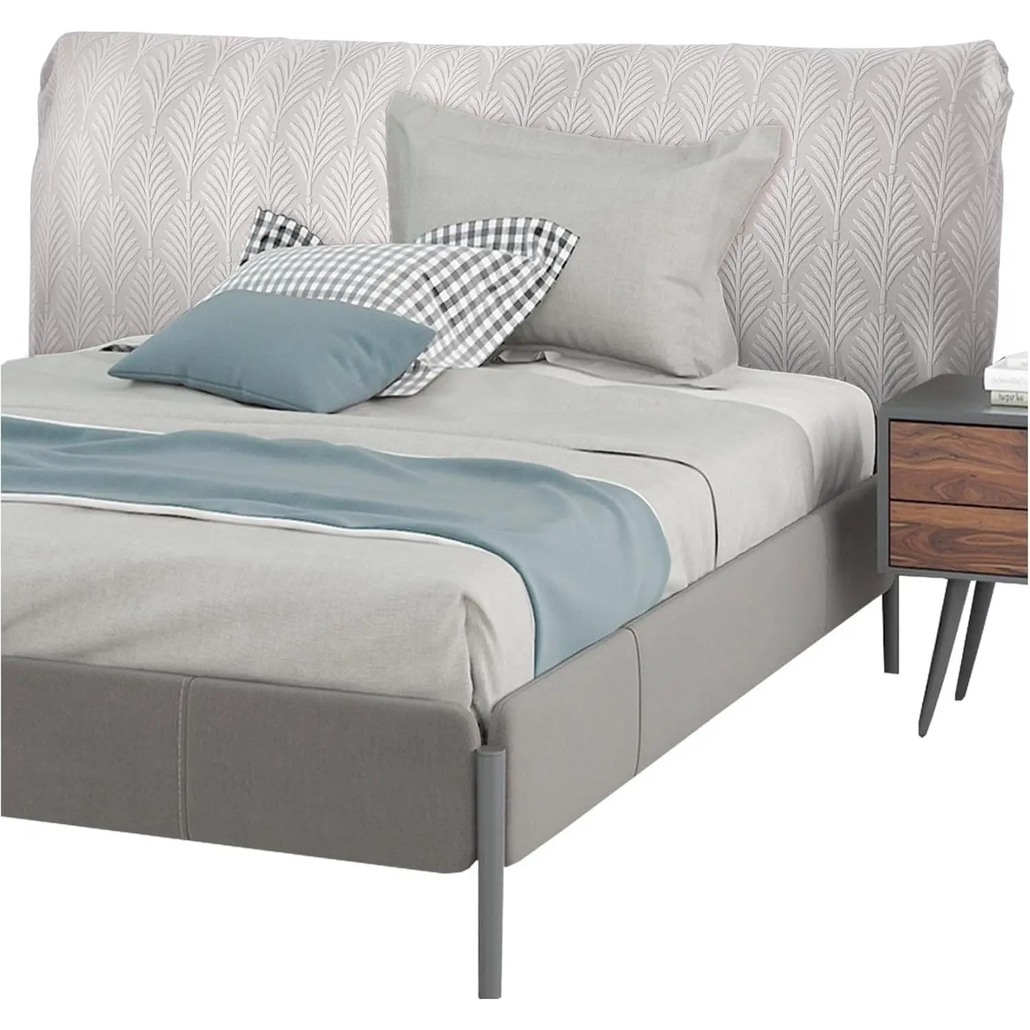 Framendino Stretch Headboard Protector Cover for King Size Bed, Light Grey Bedroom Décor