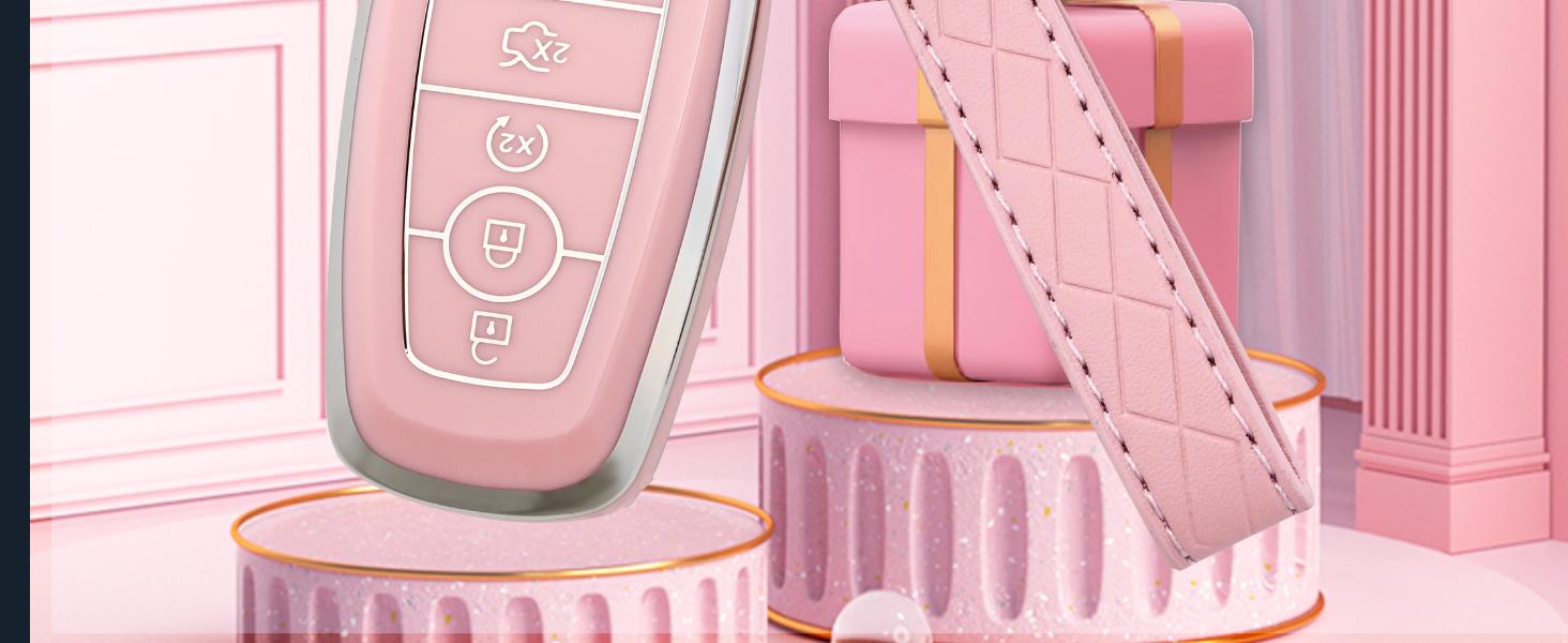 for Ford Key Fob Cover with Keychain, Soft TPU Key Case Shell for F150 F250 F350 Mustang Bronco Explorer Escape Edge Expedition Maverick Ranger Lincoln Smart Remote Key (Purple)