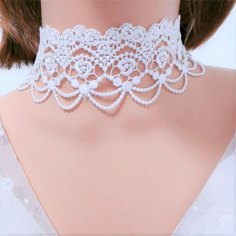 White Lace Floral Choker Necklace for Women Bridal Wedding Choker with Tassel Delicate Lace 3D Florals Adjustable Comfortable Bridal Jewelry Perfect for Vows & Last Dance