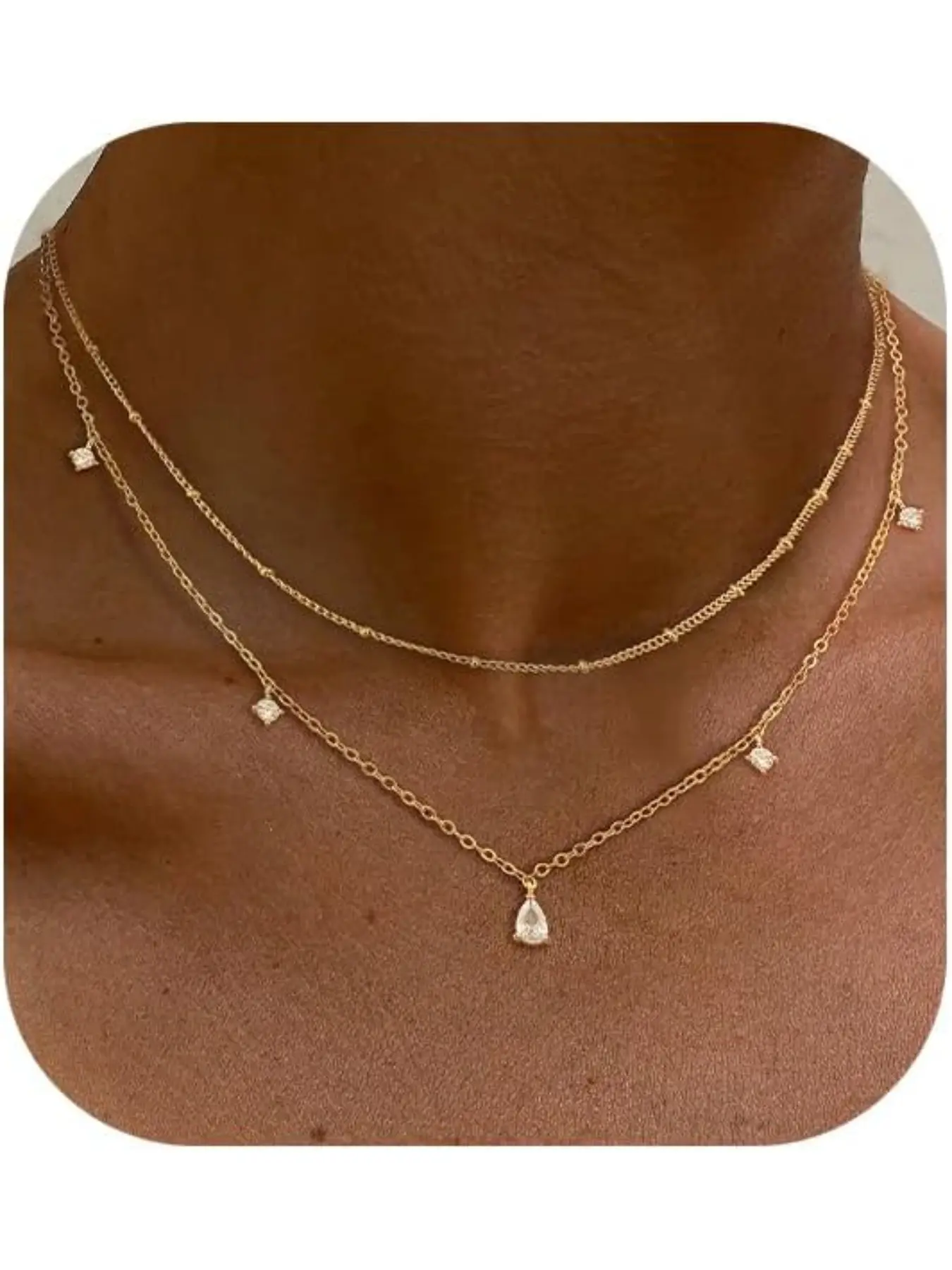 Layered Necklaces For Women,Dainty 18K Gold Plated Necklace Stack Prom Layering Necklaces For Women Trendy Chain Cross Choker Necklace Set Elegant Dainty Necklace Fashion Accessories