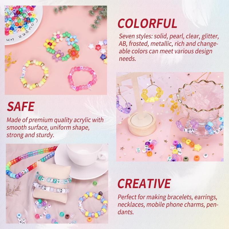96 Colors 3000 count Pony Beads Bracelet Making Kit Friendship Bracelet Kit Rainbow Kandi Beads with Letter and Heart Beads Elastic Threads for  Necklace Making