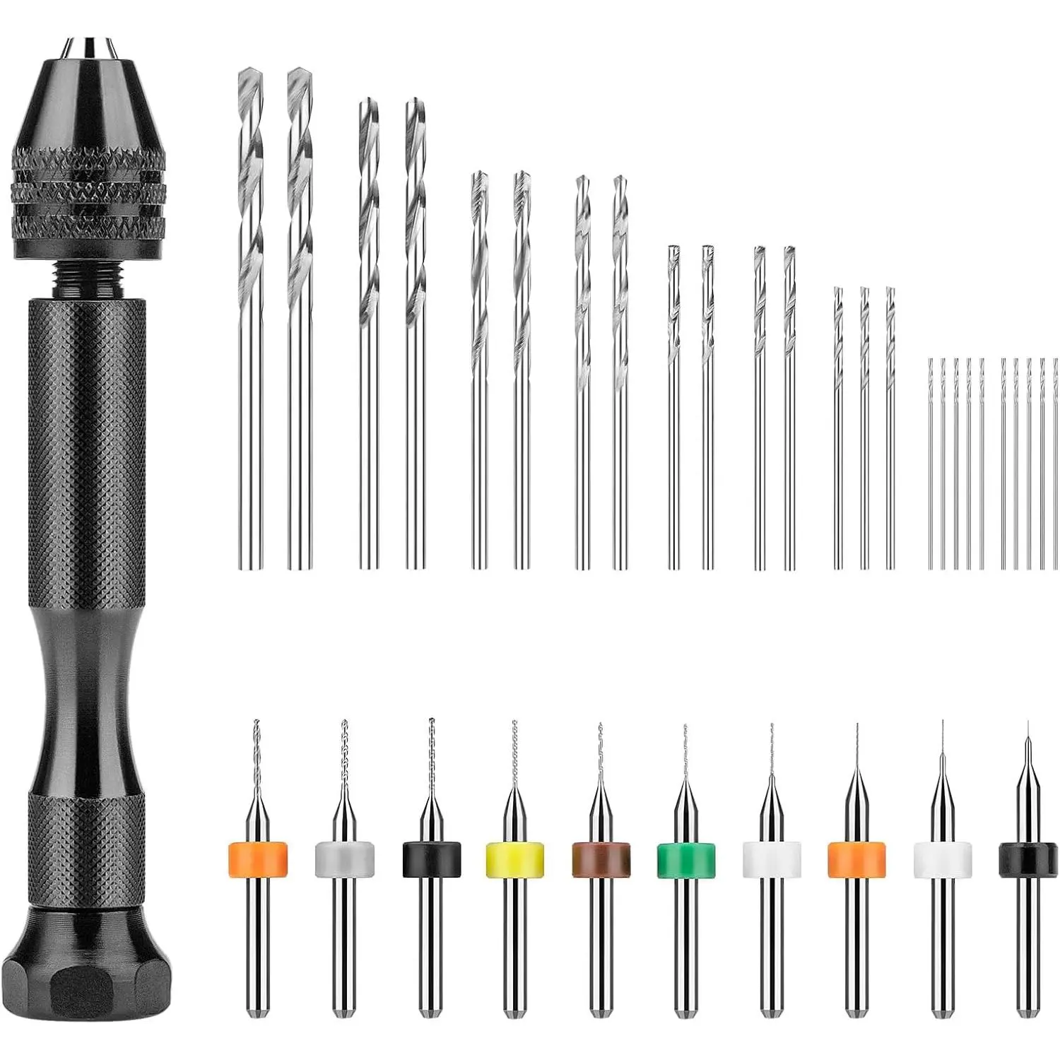 36 count Pin Vise Hand Drill Set, Mini  Drill Bits for Crafts | Small Finger Thumb Vice, PCB And Twist Bits,  Drilling Tool For , Polymer Clay, DIY Craft Kits