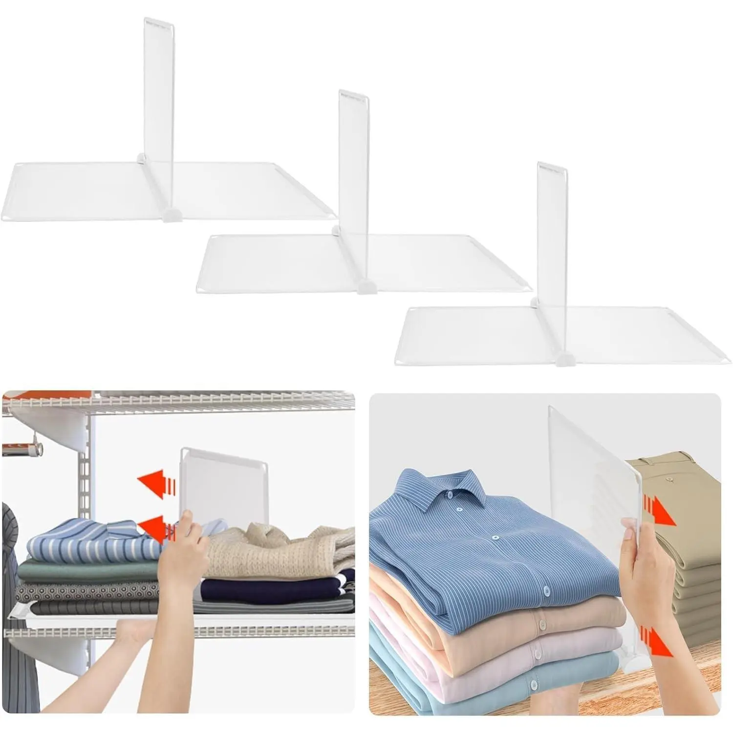 3Pack Shelf Dividers for Closet Organization Portable Shelf Separators Easy Access Storage Fits Wire Shelves and Wooden Boards