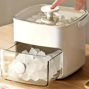 48 Cubic Ice Maker with Easy Press Lid, Dual Layer Portable Design, Silicone Tray Included, Durable Plastic, Ideal for Summer Drinks