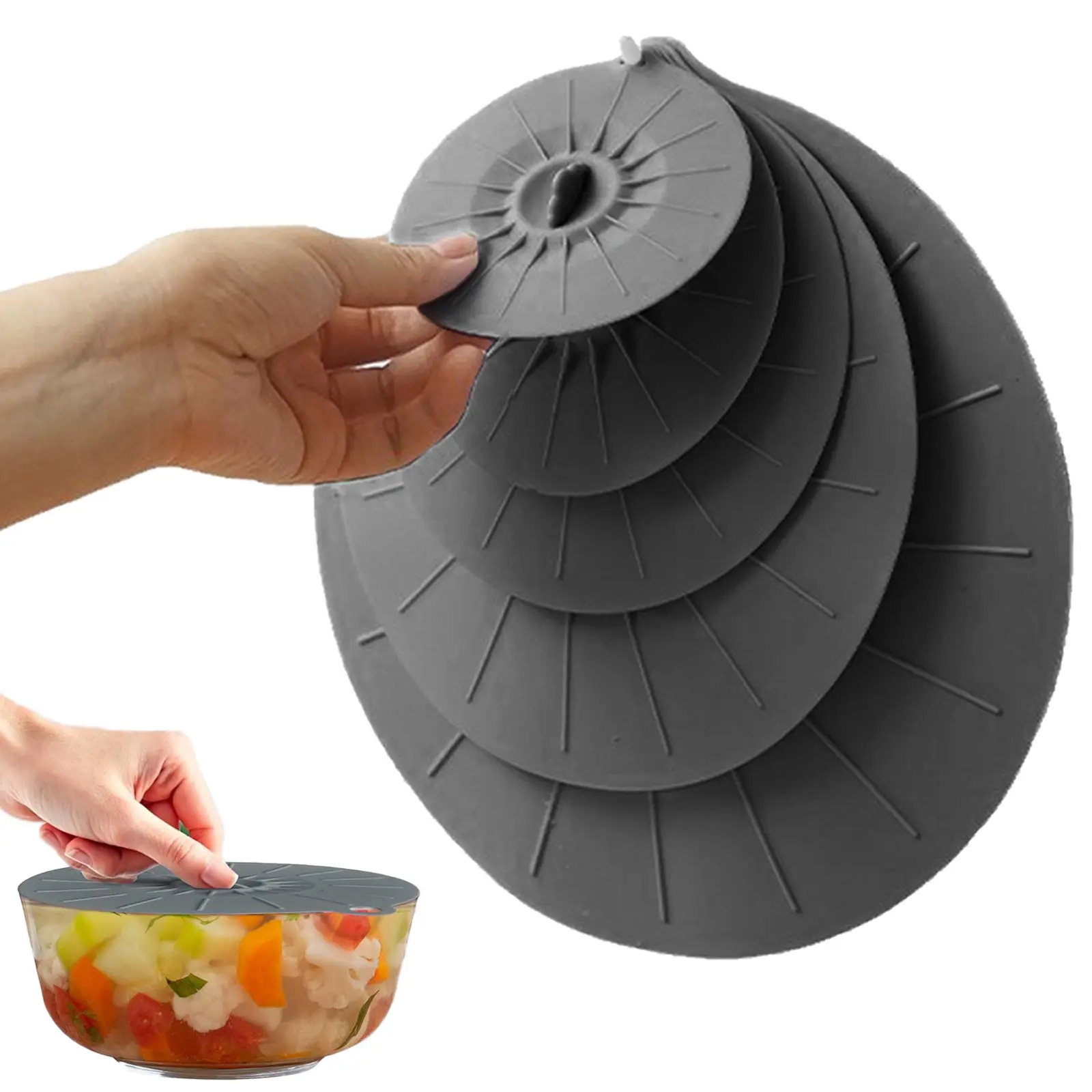 5-Pack Reusable Silicone Microwave Splash Covers, Food Grade Heat Resistant Anti-Overflow Dustproof Covers for Bowls Dishes Various Sizes(3.9/5.9/7.9/10.2/11.8"), Oven Fridge Dishwasher Safe Universal Easy Clean Storage Accessory