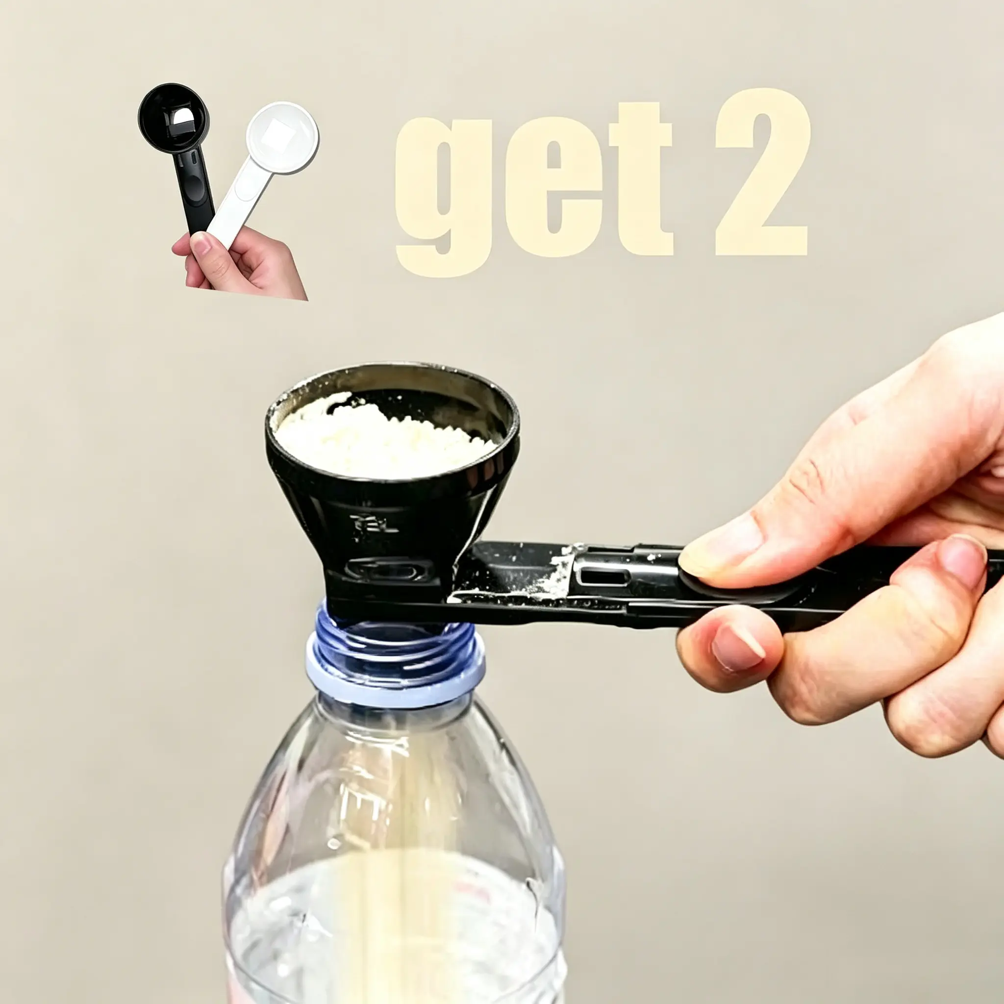 Protein Powder Sliding Spoon 2‑Pack, BPA‑Free Plastic Powder Funnel Scoop, Reusable Pre‑Workout Creatine Supplement Scooper for Protein, Coffee, Milk, Smoothie & Dry Powder, Kitchen & Gym Accessory, Practical Fitness Gift