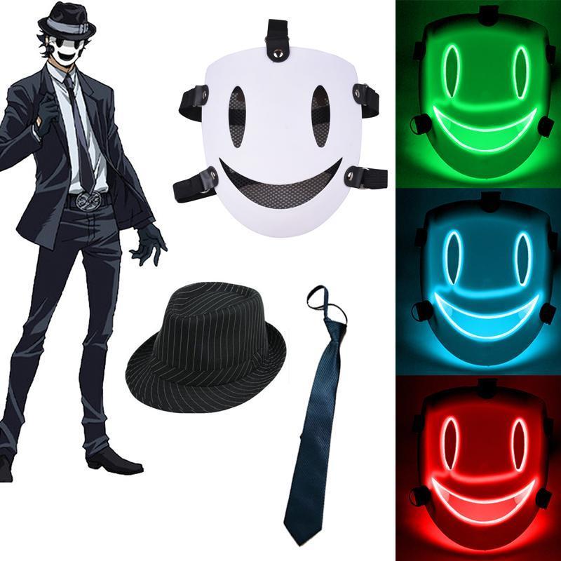 Japanese Anime Cosplay Face Mask Neon High Rise Invasion Mask LED Glowing Mask Sky invasion Masquerade Cosplay Prop